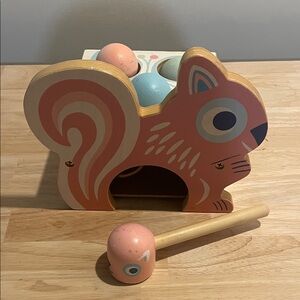 DJECO France Wooden Squirrel Hammer Toy - Pink and Blue